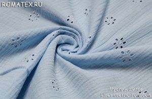 Ткань муслин шитьё цвет голубой